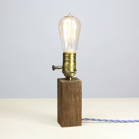 Mini Lamp (Smoked Oak with Denim Cotton Cord)