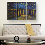 Starry Night Over The Rhone by Vincent Van Gogh // Triptych (3 Piece: 60"L x 40"H)