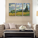 Wheatfield with Cypresses 1889 by Vincent van Gogh // Triptych (3 Piece: 60"L x 40"H)