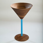 Wood Cocktail Glass (Dark Blue)