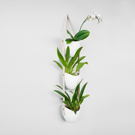 Porcelain and Leather Planter // 3-Tier
