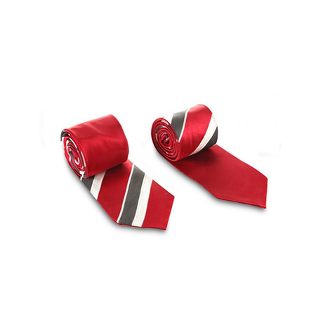 Scarlet Red Satin Stripe Solid Reversible Tie