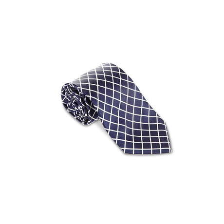 Navy Blue Grid Tie