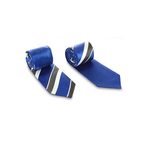 Electric Blue Satin Stripe Solid Reversible Tie