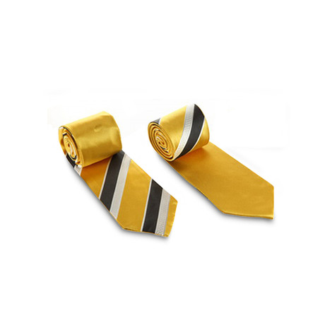 Canary Yellow Satin Stripe Solid Reversible Tie