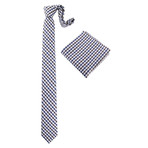 Gingham Blues Tie with Handkerchief