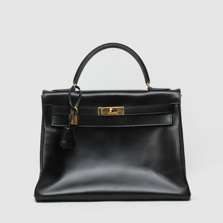 Hermès Kelly Black Box Calf Leather Bag