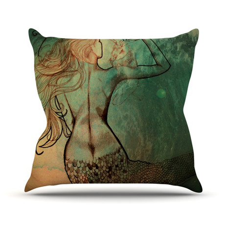 Theresa Giolzetti "Poor Mermaid" Throw Pillow (Medium: 18" x 18")