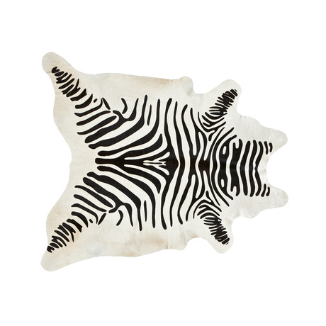 Stenciled Cowhide // Zebra on White
