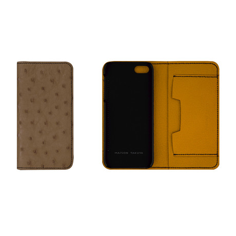 iPhone Combo Ostrich + Goat Case (iPhone 4, 4S, Tortora, Yellow)