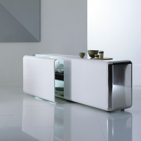 Superego Sideboard // White w/ Stainless Steel 