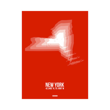 New York Radiant Map (White, Red)