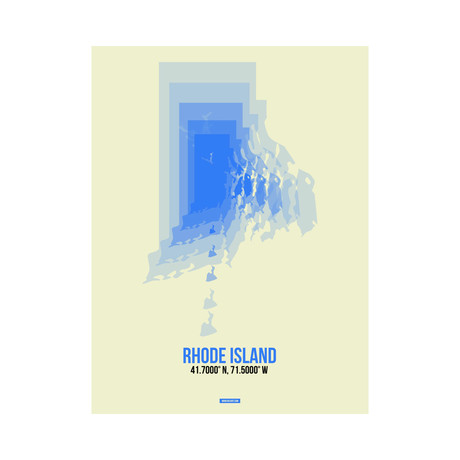 Rhode Island Radiant Map (Blue, Cream)