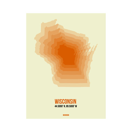 Wisconsin Radiant Map (Orange, Cream)
