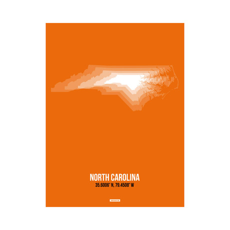 North Carolina Radiant Map (White, Orange)