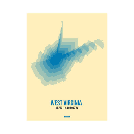 West Virginia Radiant Map (Blue, Cream)