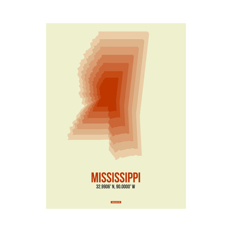 Mississippi Radiant Map (Orange, Cream)