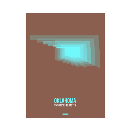 Oklahoma Radiant Map (Light Blue, Brown)