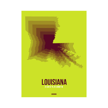 Louisiana Radiant Map (Brown, Green-Yellow)