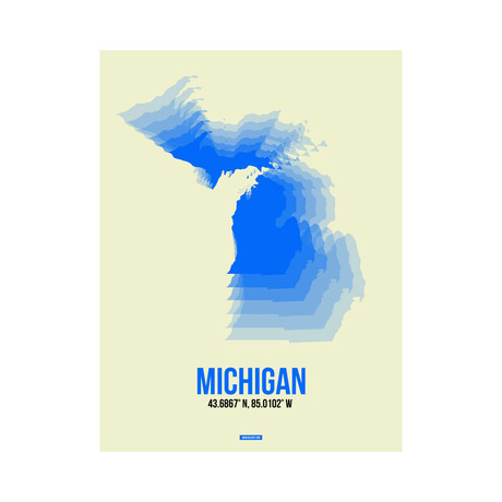 Michigan Radiant Map (Blue, Cream)