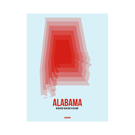 Alabama Radiant Map (Red, Light Blue)