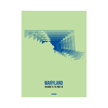 Maryland Radiant Map (Blue, Pastel Green)