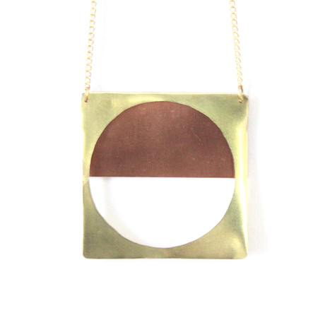 Porthole Layered Copper and Brass Necklace