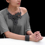 Chevron Eyedazzler II Cuff // Dark Grey (6.5"L x 1.7"W)