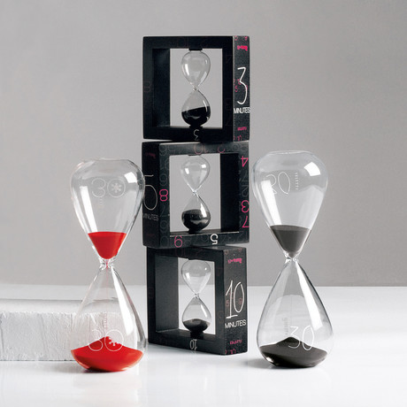 "SI-Time" Glass Hourglass // Black Sand (3 Minutes)
