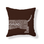 Dachshund Typography Pillow // Brown & White