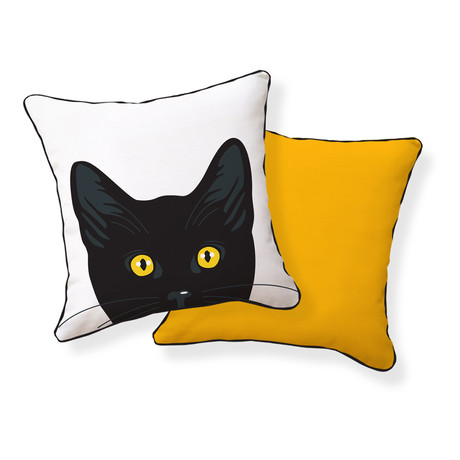 Yellow Eyes Cat Pillow