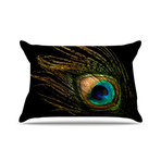 Peacock Black Pillowcase (Standard: 30" x 20")