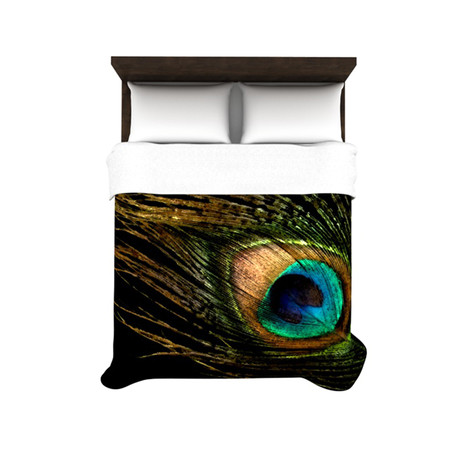 Peacock Black Duvet // Fleece (Twin: 68" x 88")