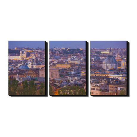 View of the Historic Center of Rome at Night // Triptych