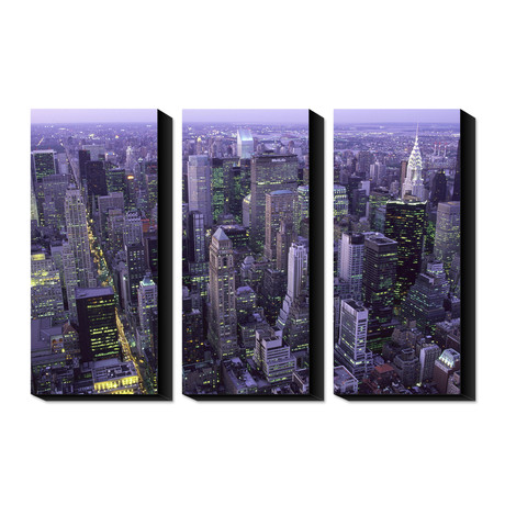 Manhattan at Night, New York // Triptych