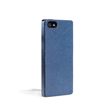 Truffol Signature Classic // Leather Backing for iPhone 5/5S (Silver, Navy)