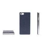 Truffol Signature Classic // Leather Backing for iPhone 5/5S (Silver, Navy)