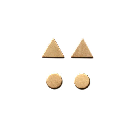 Triangle + Circle Studs Set // Brass