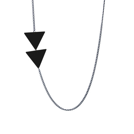 Matte Black Asymmetrical Arrow Necklace