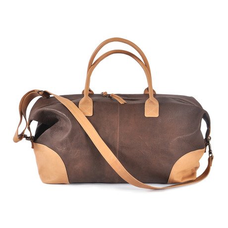 Leather Weekender Bag // Brown + Tan