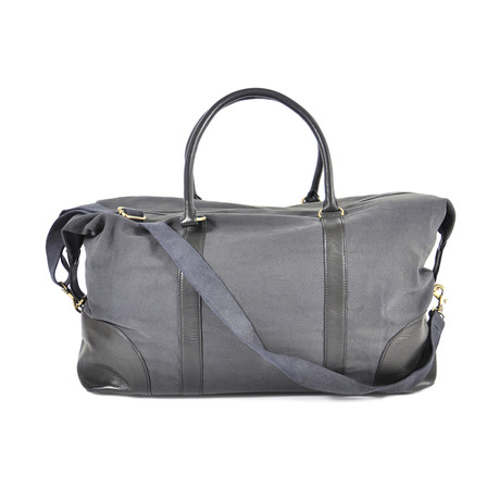 Canvas & Leather Weekender Bag // Grey