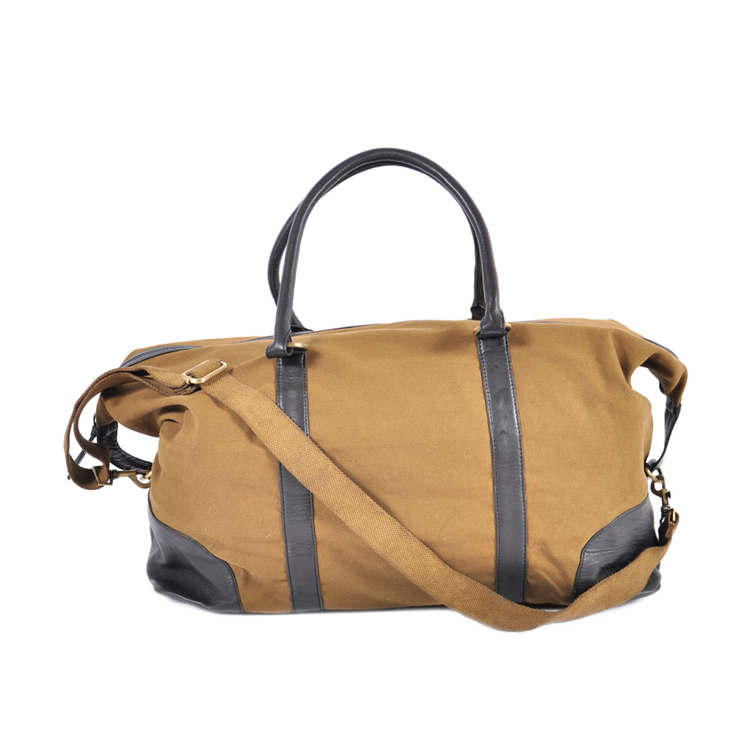 Canvas & Leather Weekender Bag // Olive + Black - Found Object - Touch ...