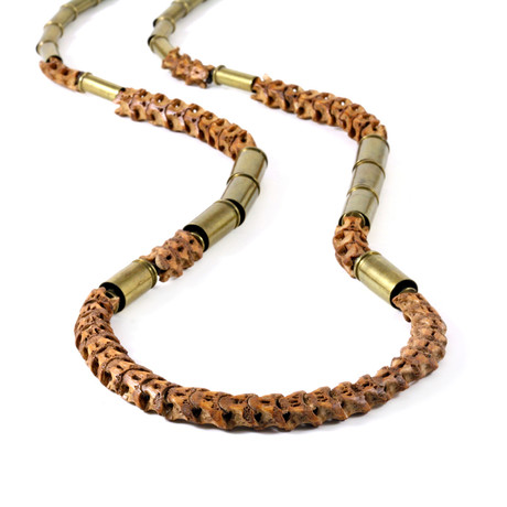 Long Snake Vertebrae and Bullet Necklace