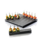 Double Skewer Plate with Set of 24 Small Flame Skewers