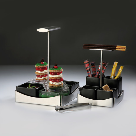 Cruet Stand with Set of 4 Square Dishes