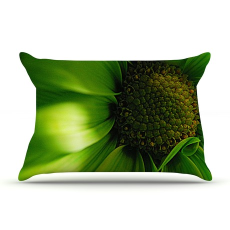 Robin Dickinson "Green Flower" Pillow Case (Standard: 30" x 20")
