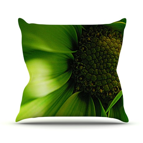 Robin Dickinson "Green Flower" Throw Pillow (Medium: 18" x 18")