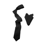Black Cotton Tie With Handkerchief