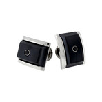 Matte Black Titanium Cufflinks // Steel Frame & Black Spinels