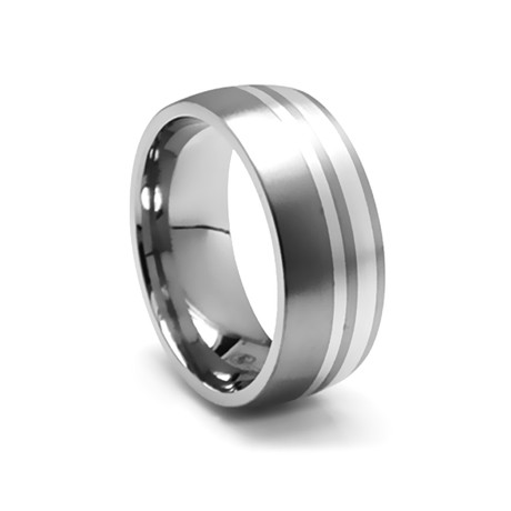 Wellington Ring // Grey Titanium & Sterling Silver (Size 9)